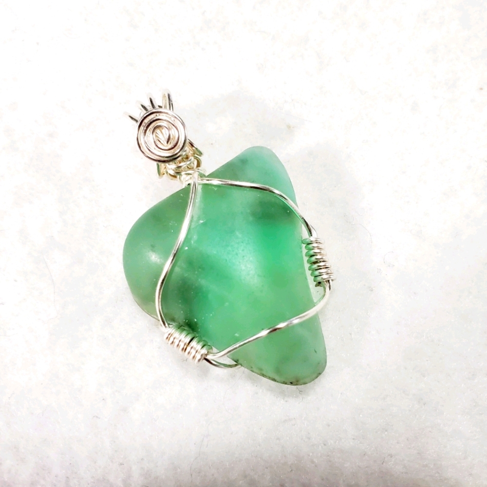 Necklace Fluorite wire wrap gemstone